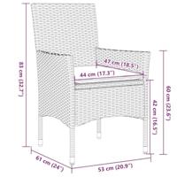 3-delige Tuinset met kussens poly rattan en glas bruin - thumbnail