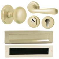 Hardbrass Voordeurset Iris/Silvia compleet linkswijzend SKG3 met kerntrekbeveiliging - PVD champagne goud - thumbnail
