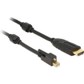 Delock 83732 Kabel mini DisplayPort 1.2 male met schroef > HDMI male 4K Actief zwart 5 m Delock 83732 Kabel mini DisplayPort 1.2 male met schroef > HDMI male 4K Actief zwart 5 m