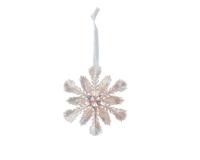 Kersthanger sneeuwvlok kunststof 11 cm roze - thumbnail