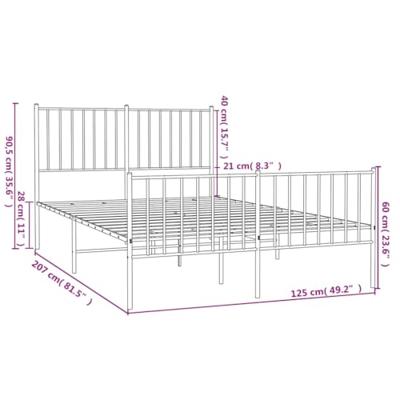 Bedframe met hoofd- en voeteneinde metaal wit 120x200 cm - thumbnail
