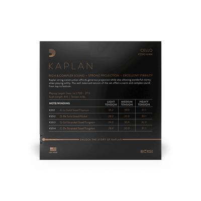 D'Addario KS510 4/4M Kaplan Cello String Set,4/4 Scale, Medium Tension Kaplan Cello Snaren Set D'Addario KS510 4/4M Kaplan Cello String Set,4/4 Scale, Medium Tension Kaplan Cello Snaren Set