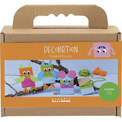 Creativ Company Mini hobbyset decoratie, muizen en uilen, diverse kleuren, 1 doos