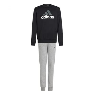 adidas Essentials Big Logo Fleece Joggingpak Kids Zwart Grijs Wit