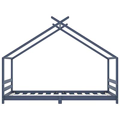 Kinderbedframe massief grenenhout grijs 90x200 cm