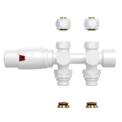 Belrad Radiatorkraan - 19.8x4.3 - thermostatisch - muur- en vloeraansluting - 1/2MX16/2 M30 - glans wit BLR302