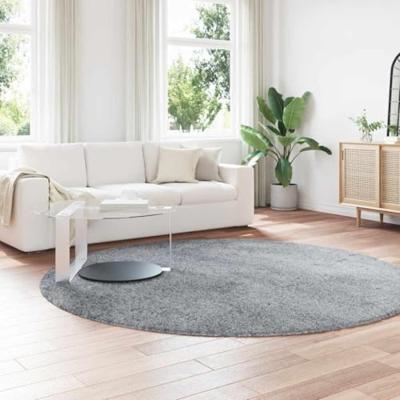 Hoogpolig vloerkleed NAVARRA 240x240 cm polyester lichtgrijs