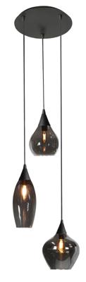 Highlight HanglampCambio zwart 3-lichts smoke glas - H5857.01