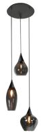 Highlight HanglampCambio zwart 3-lichts smoke glas - H5857.01 - thumbnail
