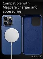 Mujjo Leather Case with MagSafe iPhone 14 Pro Max blauw - thumbnail