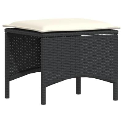 4-delige Tuinset met kussens poly rattan zwart