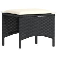 4-delige Tuinset met kussens poly rattan zwart - thumbnail