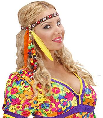 Hippie hoofdband met kraaltjes en veren