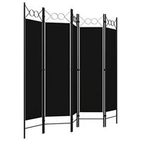 Kamerscherm met 5 panelen 200x180 cm zwart - thumbnail