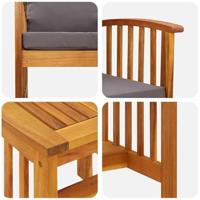 Tuinbankenset met kussen 3 pcs Olie naturel Massief Acaciahout - thumbnail