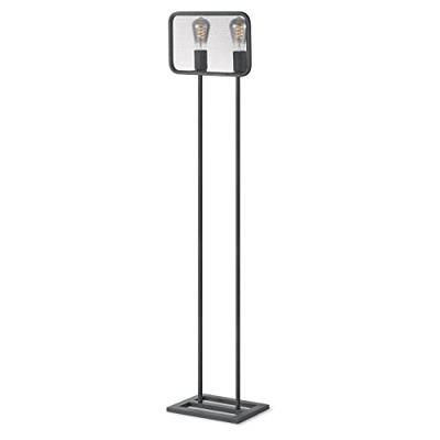 vloerlamp Weave 20/20/160cm, Zwart, 2 lichts staande lamp geschikt voor E27 LED lichtbron, met voetschakelaar, geschikt voor woonkamer, slaapkamer en thuiskantoor