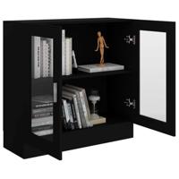 Vitrinekast 82,5x30,5x80 cm bewerkt hout zwart - thumbnail