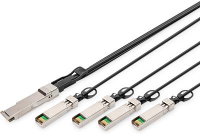 DIGITUS Universele 40 Gbit/s QSFP+ naar 4x SFP+ 10 Gbit/s DAC-Breakout Kabel - 3m - 10 Gbit/s per kanaal - Netwerkkabel - Direct Attach Cable - Direct Attach Copper