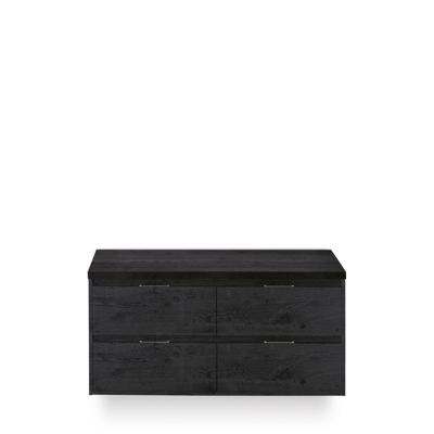 Porto Badmeubelset 120 cm - 4 laden Black Oak - Wastafel Bovenblad Black Oak