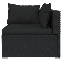 6-delige Loungeset met kussens poly rattan zwart - thumbnail