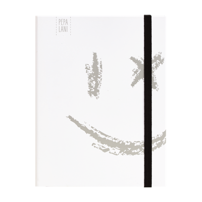 Pepa Lani Notitieboek A5 Black & White Smiley Silver