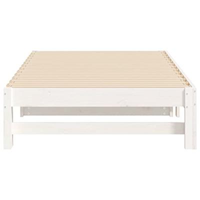 Slaapbank uitschuifbaar massief grenenhout wit 2x(75x190) cm