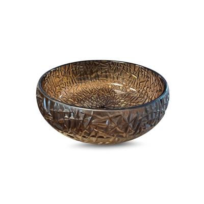 Waskom Luca Sanitair Vetro Rond 38,5x38,5x16 Transparant Glas Zonder Wastafelhouder Chestnut