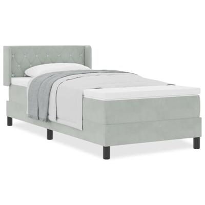 Boxspringbed met matras fluweel lichtgrijs 90x190 cm
