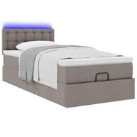 Ottoman bed met matras en LED's 80x200cm stof taupe - thumbnail