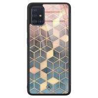 Samsung Galaxy A51 glazen hardcase - Cubes art - thumbnail