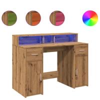 Bureau met LED-verlichting 120x55x91 cm hout artisanaal eiken - thumbnail
