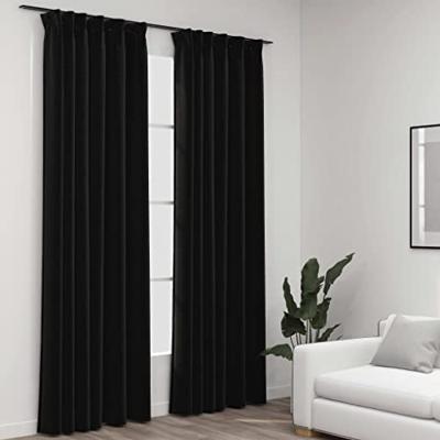 VidaXL Gordijnen linnen verduisterend haken 2 st 140x225 cm antraciet VidaXL Gordijnen linnen verduisterend haken 2 st 140x225 cm antraciet