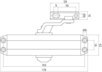 Intersteel Deurdranger met schaararm DR 122, 179x42x64, sluitkracht 2~4 - grijs