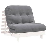 Futon slaapbank met matras 90x206x11 cm massief grenenhout wit - thumbnail