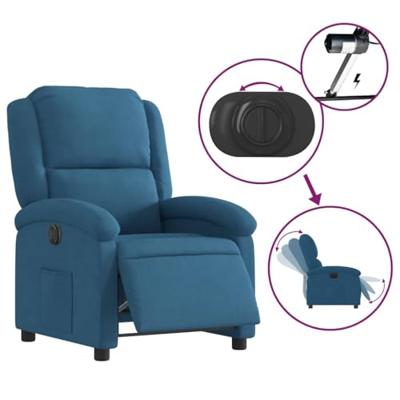 Fauteuil elektrisch verstelbaar fluweel blauw