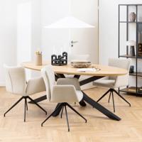 Bendt Ovale Eettafel 'Line' Eiken, 220 x 100cm - thumbnail