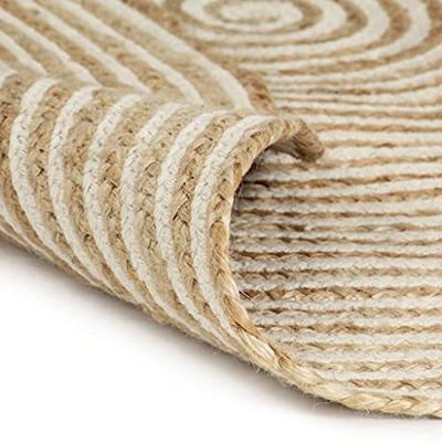 VidaXL Vloerkleed handgemaakt met spiraal ontwerp 90 cm jute wit VidaXL Vloerkleed handgemaakt met spiraal ontwerp 90 cm jute wit