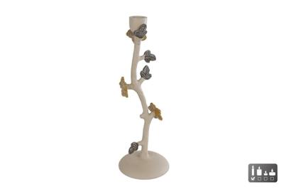 Kandelaar Noemi L crme/groen/geel metaal 8,5x8,5x30cm