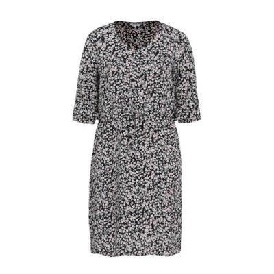 Paprika gebloemde jurk donkerblauw/wit/roze