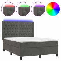 Boxspring met matras en LED fluweel donkergrijs 140x190 cm - thumbnail