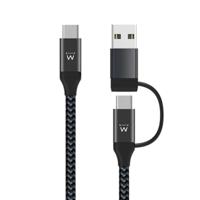 Ewent EW9918 USB-kabel 1 m USB 3.2 Gen 1 (3.1 Gen 1) USB C Zwart - thumbnail