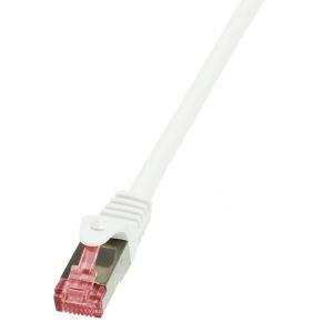 LogiLink CQ2011S RJ45 Netwerkkabel, patchkabel CAT 6 S/FTP 0.25 m Wit Vlambestendig, Snagless 1 stuk(s)