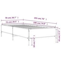 Bedframe bewerkt hout en metaal grijs sonoma eiken 75x190 cm - thumbnail