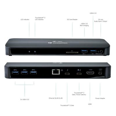 i-Tec Thunderbolt 3 Dual 4K Docking Station + USB-C / DP kabel
