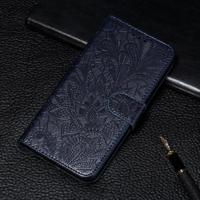 Lace bloem reliëf patroon horizontale Flip lederen case voor iPhone 11 met houder & kaartsleuven & portemonnee & foto frame & Lanyard (donkerblauw) - thumbnail