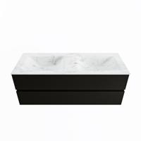 MONDIAZ VICA-DLUX 130cm badmeubel onderkast Urban 2 lades. Inbouw wastafel CLOUD dubbel 2 kraangaten, kleur Opalo. - thumbnail