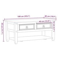 Salontafel met lades Corona 100x48x45 cm massief grenenhout - thumbnail