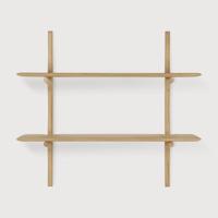 Ethnicraft Wandrek 'PI' Geolied Eikenhout, Met 2 planken, kleur Naturel - thumbnail