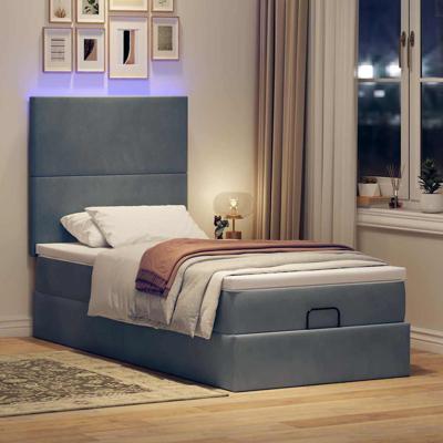 Ottoman bed met matrassen en LED's 80x200cm fluweel donkergrijs