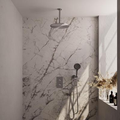 Brauer Brushed Carving Thermostatische Regendoucheset Inbouw - Hoofddouche 30 cm - 3 Weg - Handdouche 3 Standen - Doucheslang - Wandaansluitbocht - Rvs